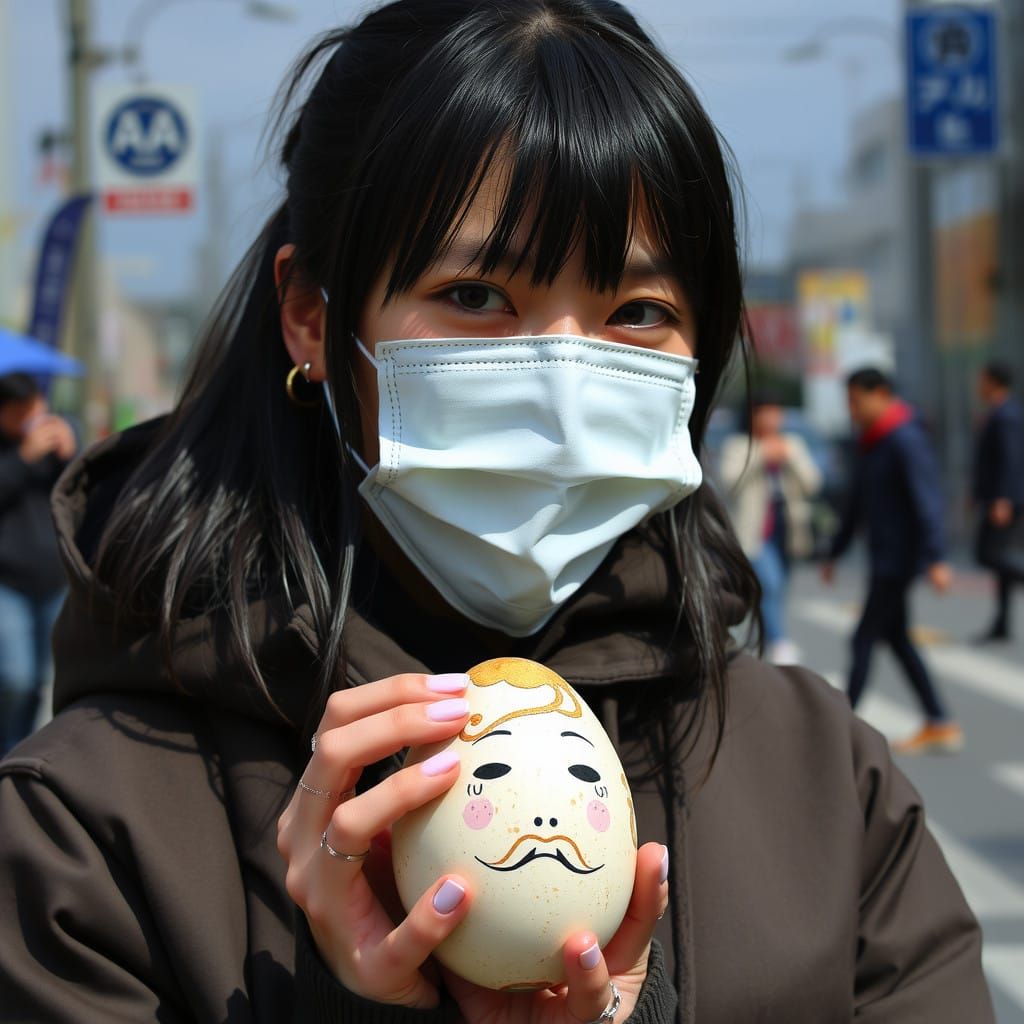 Surrealist Sculpture of Woman in Masked Eco Fashion