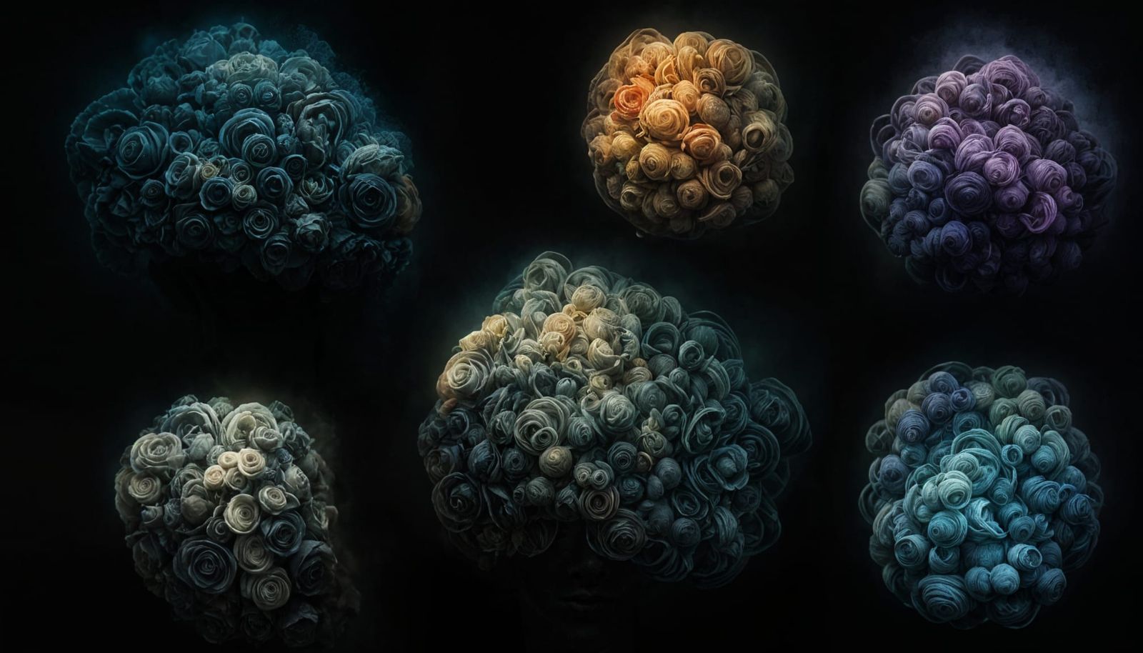 Epic Sfumato Portraits in Dark Grunge with Colored Ink Splas...