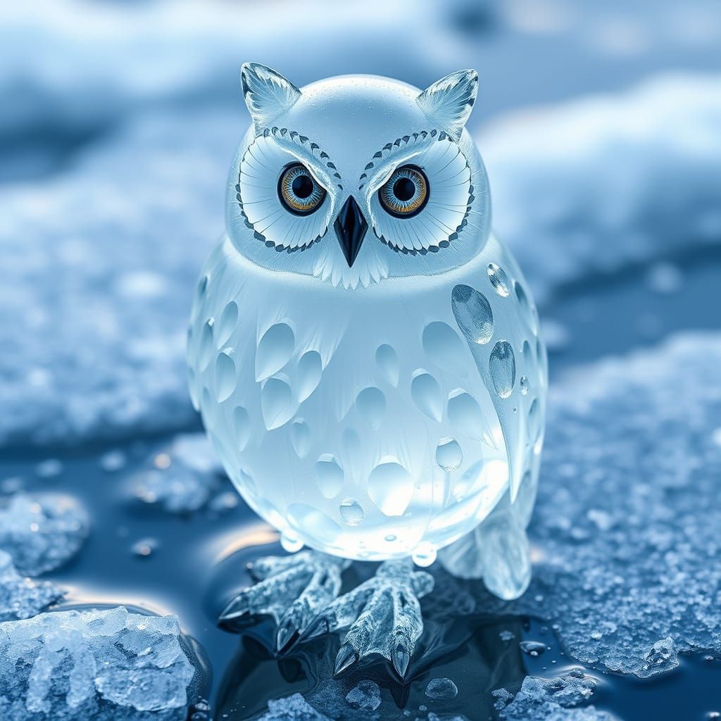 Frozen Water Owl in Icy Landscape
