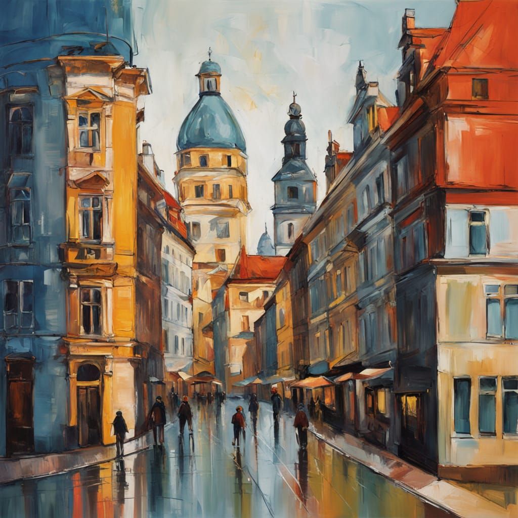 Most Cityscape in Neo-Expressionist Style