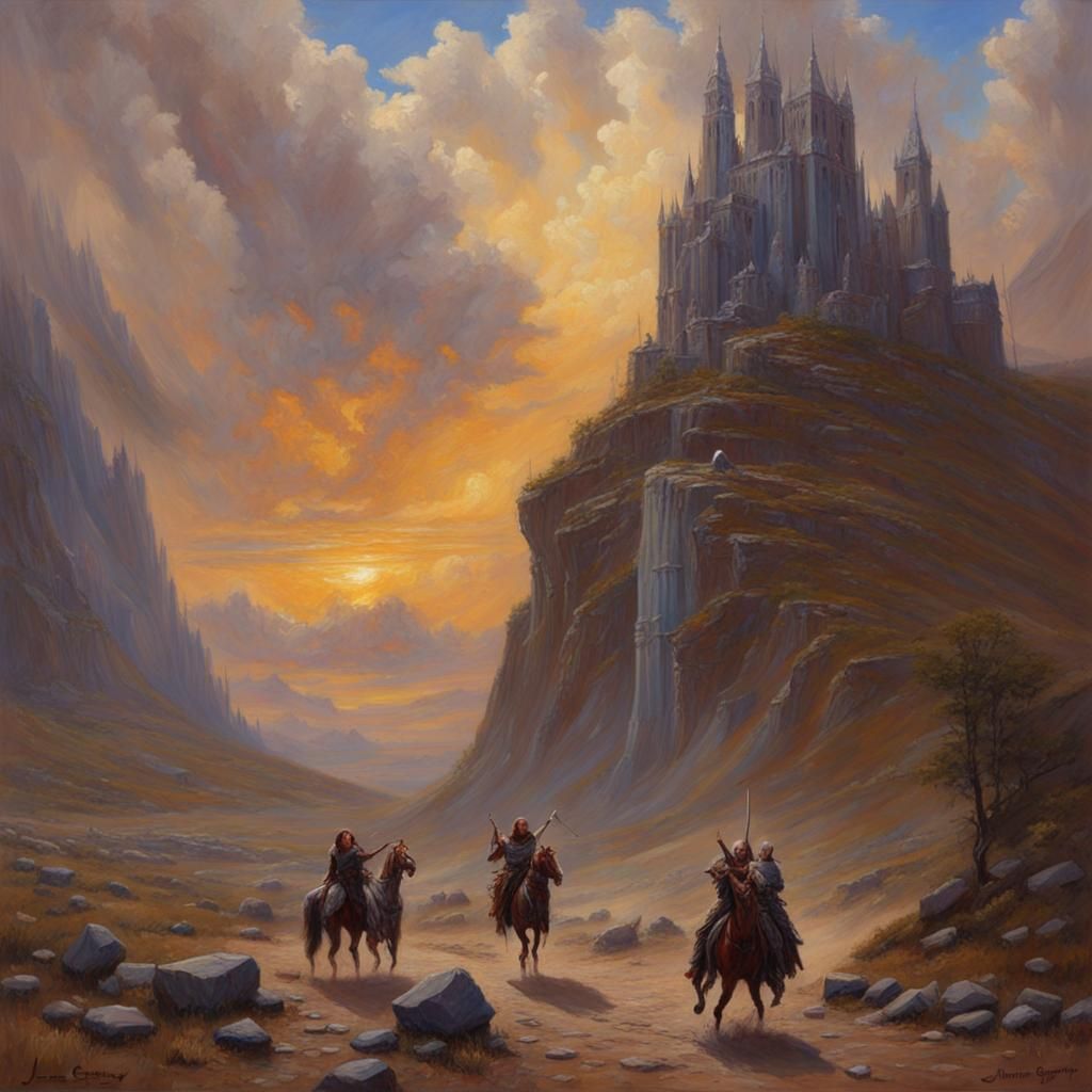 Dramatic Landscape Oil Painting: Wrath and Angels