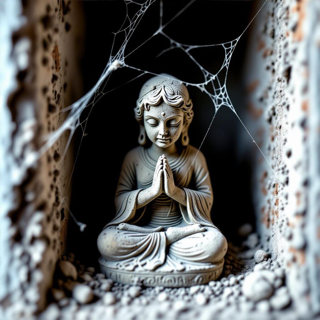 Ultra Realistic Dust Statue in Grimy Corner