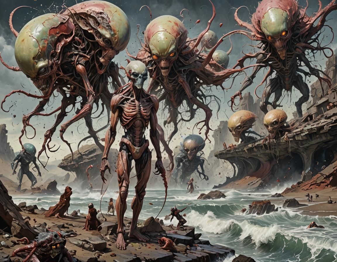 Abstract Alien Portraits in a Bizarre Landscape