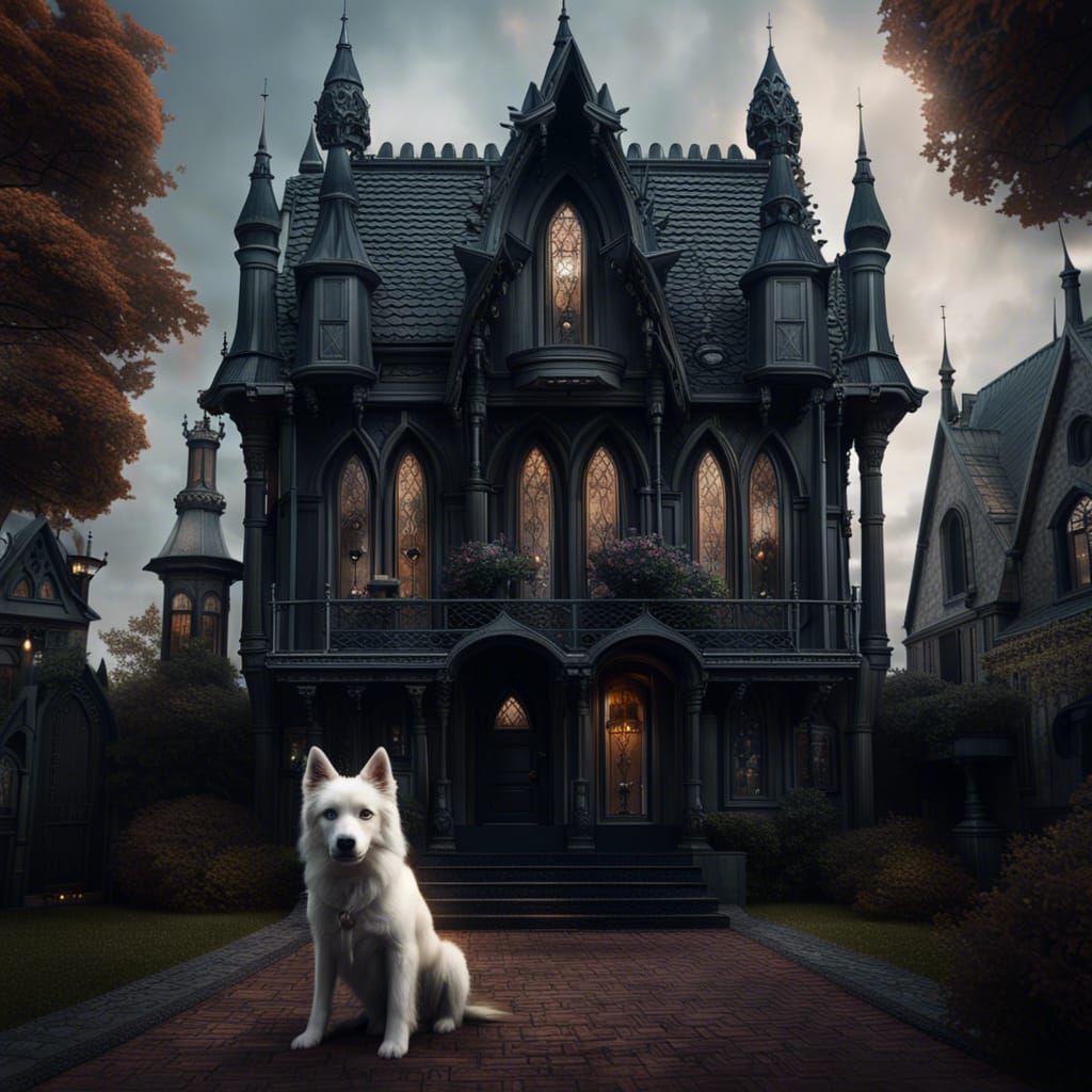 Gothic Revival Tiny House With Guard Dogs