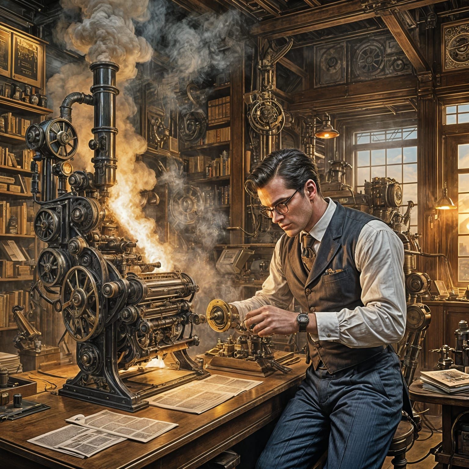 Steampunk Clark Kent in Gothic Sci-Fi Style