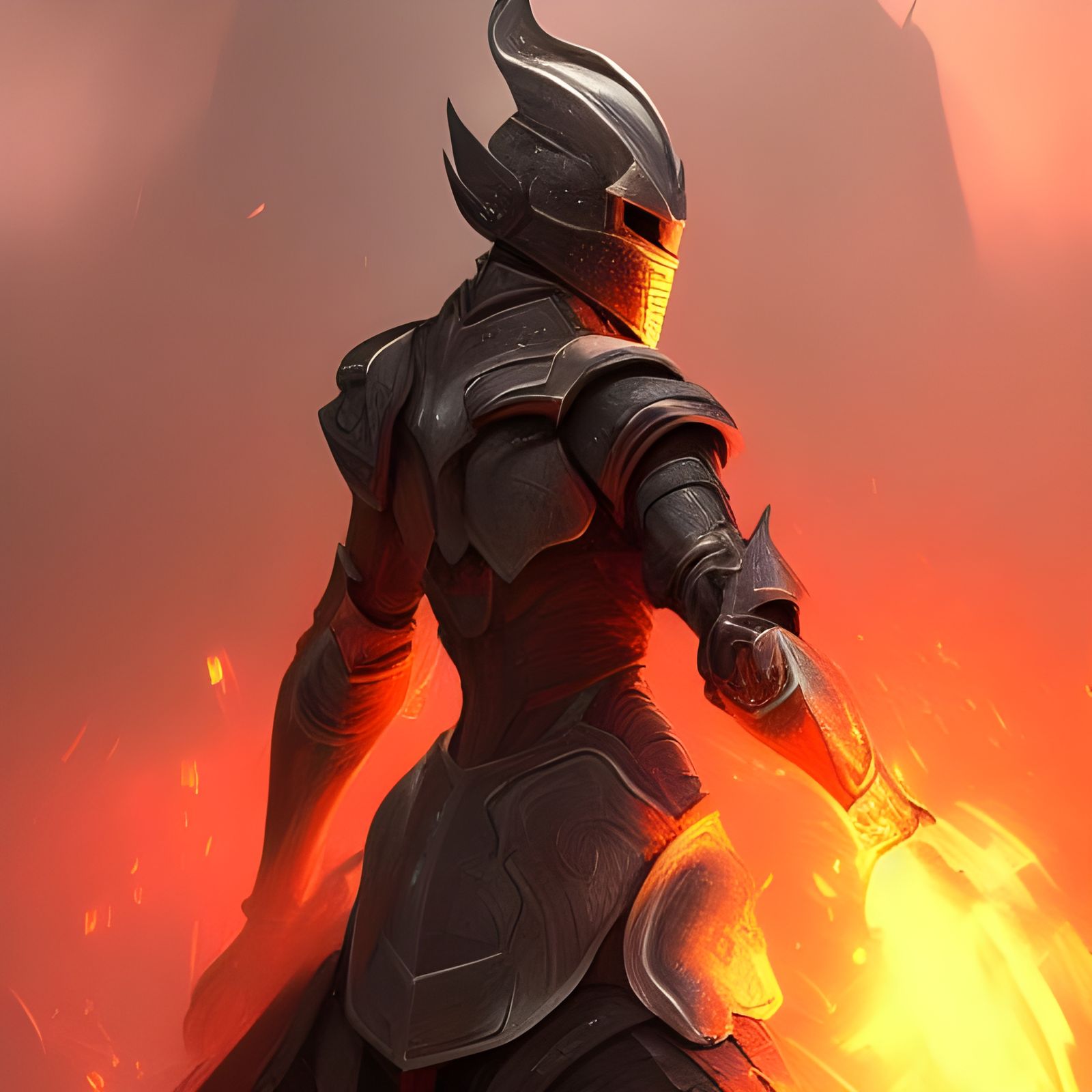 Lava Knight: Female Armor Portrait in 8K