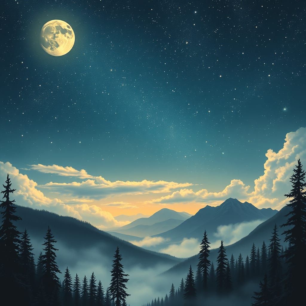 Starry Night Sky Over Mountain Parks