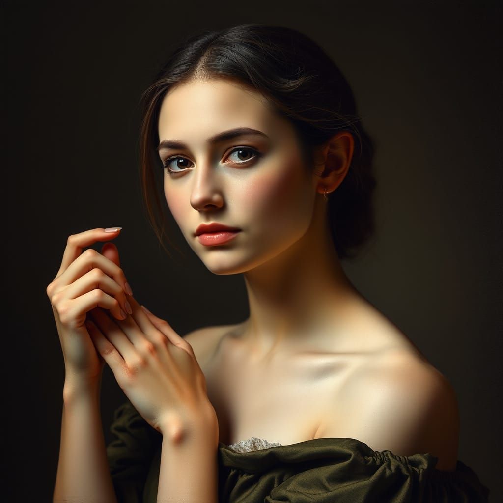 Portrait of Woman in Sfumato Style