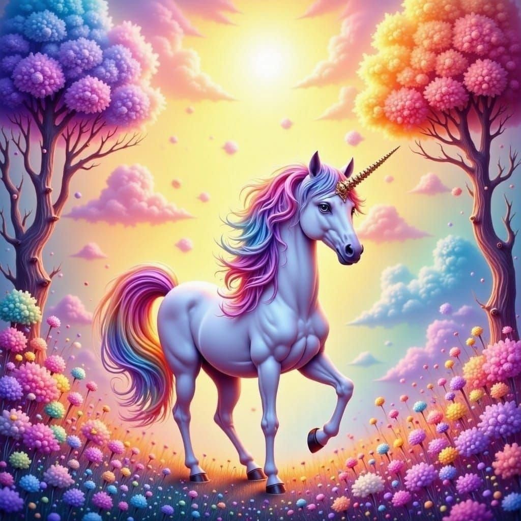 Unicorn Birthday Celebration with Rainbows and Sunshine