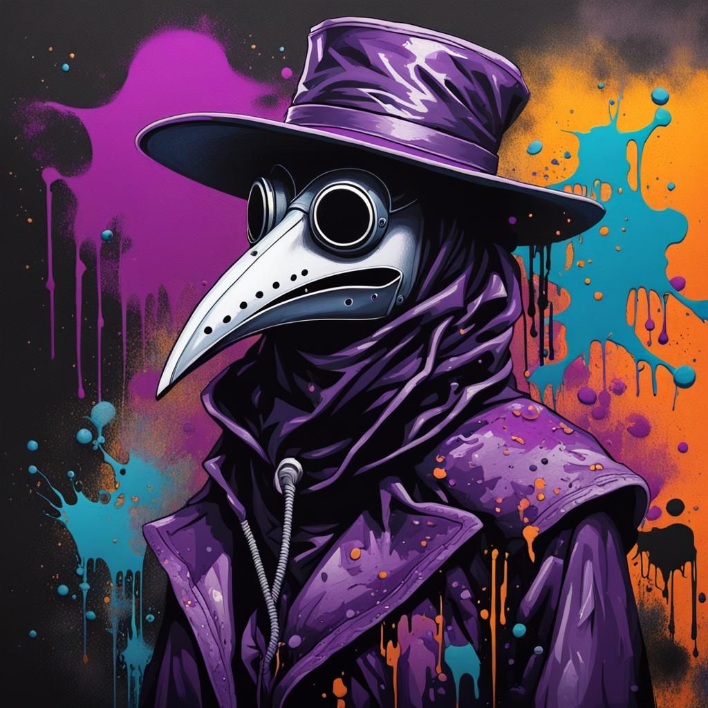 Woman Plague Doctor in Graffiti Art Style