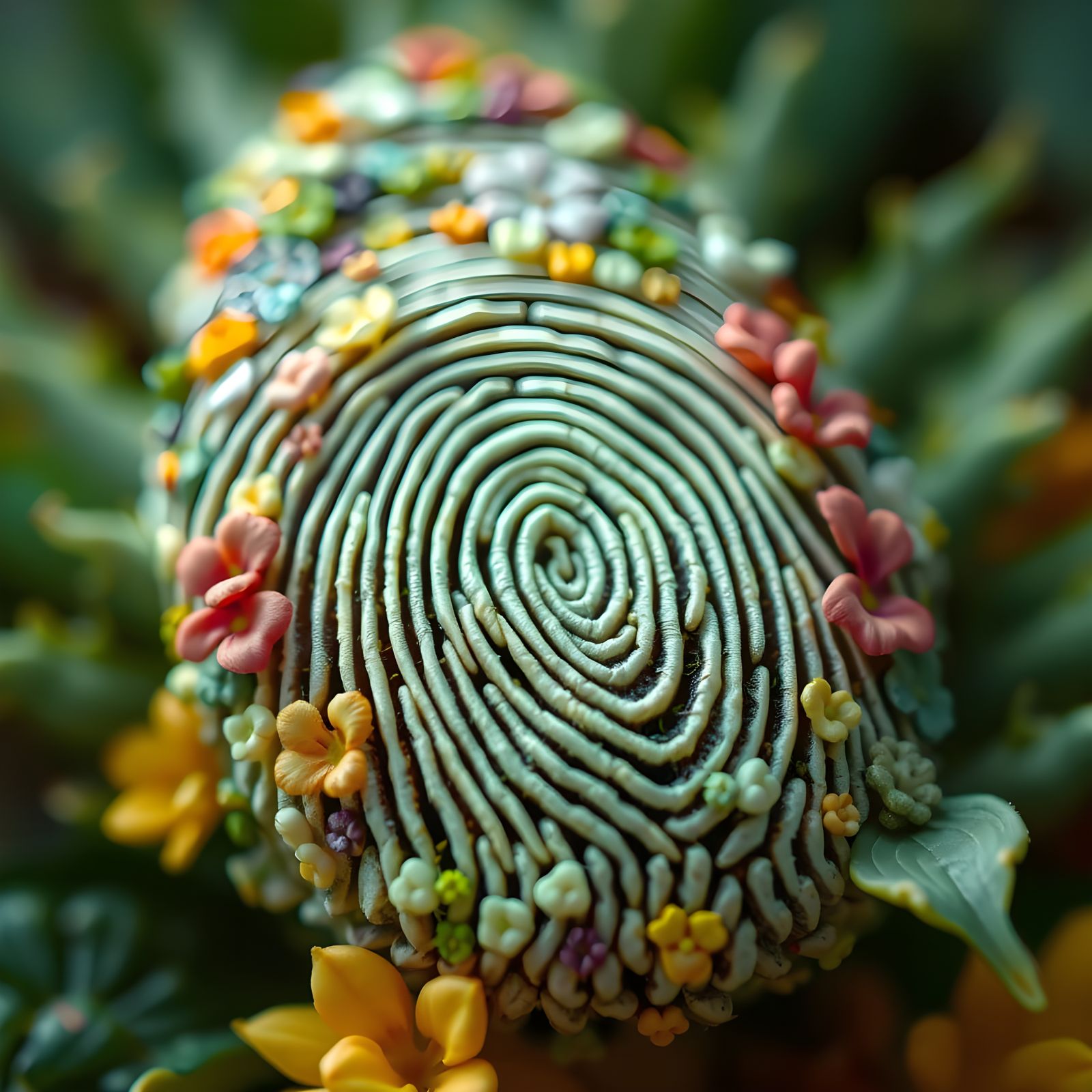 Art Nouveau Floral Fingerprint in Macro Detail