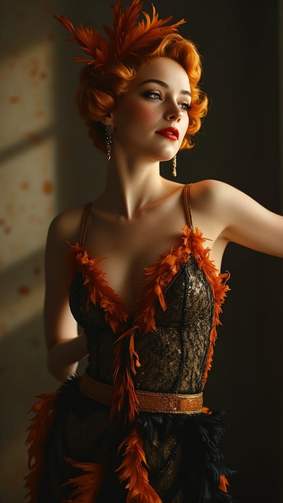Flapper Dancer Portrait in Moody Lighting