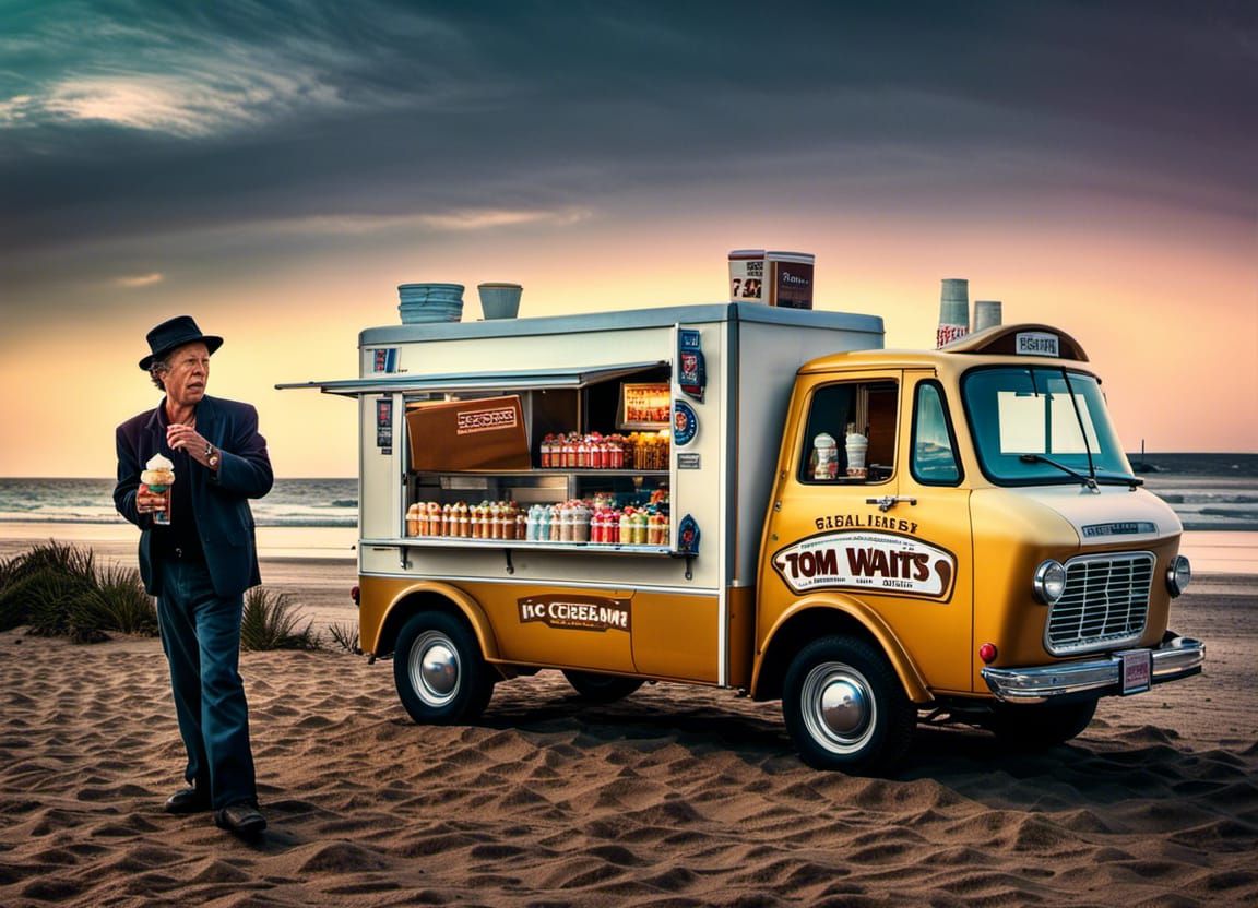 Young Tom Waits as Hyperrealistic Ice Cream Man