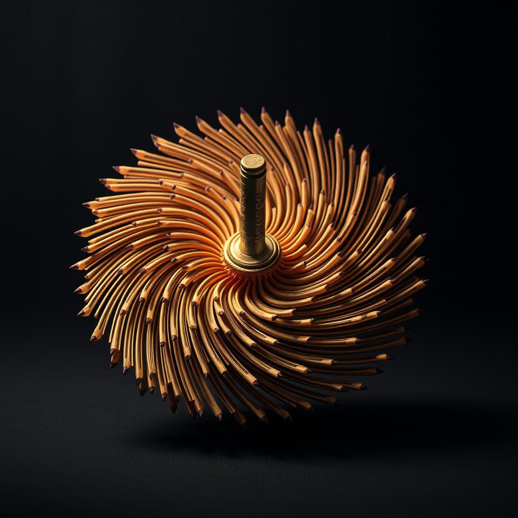 Precision-Crafted Pencil Spinning Top with Futuristic Atmosp...