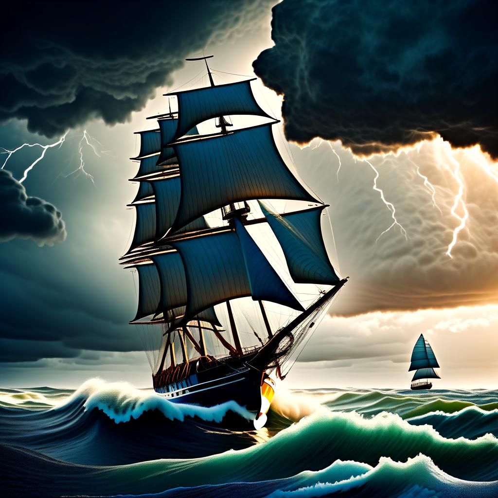 Stormy Ocean Waves Sailing Adventure in 8k