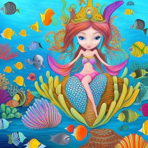 Magical Underwater Kingdom: Whimsical Cartoon Art