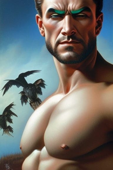 Detailed Portrait of a Muscular Man in Dark Fantasy Style