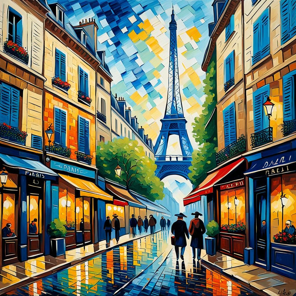 Paris 1793: Neo-Impressionist Expressionist Oil Painting