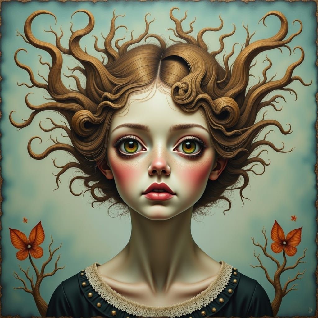 Surreal Unusual Portrait in Mixed Media Style