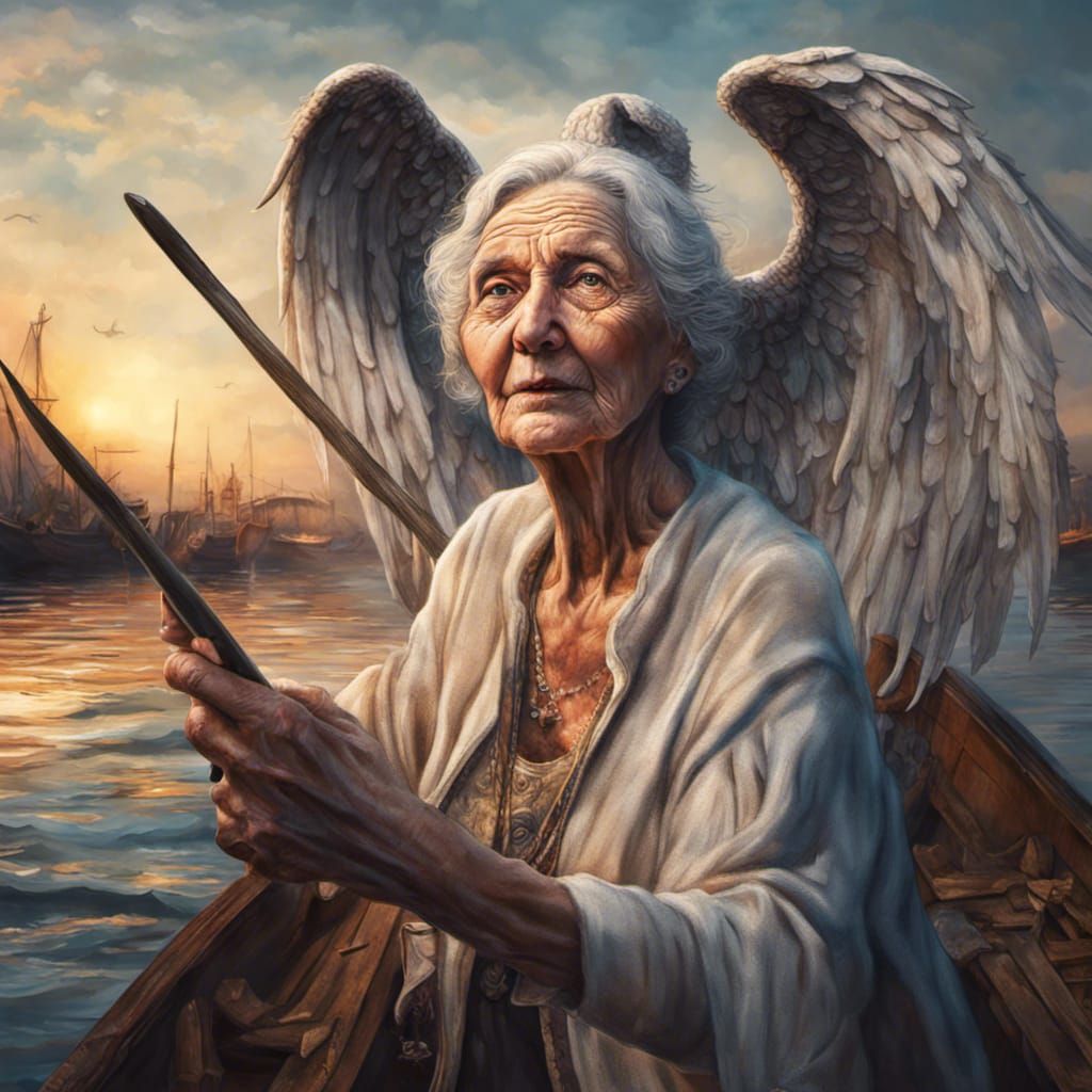 Old Woman's Selfie with Death in Splash Art Style