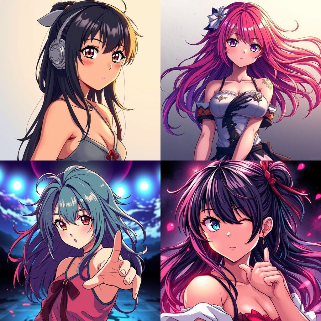 Breathtaking Anime Goddesses in Vibrant Cel-Shaded Style