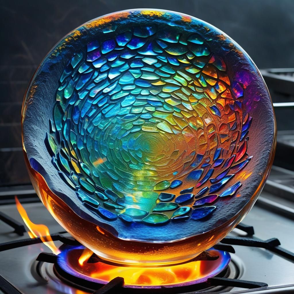 Iridescent Pod of Molten Glass