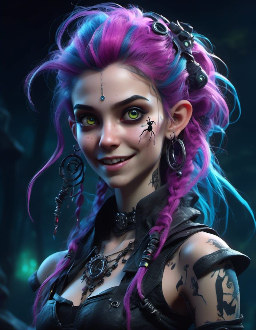 Punk Girl Portrait with Ethereal Eyes in 8K