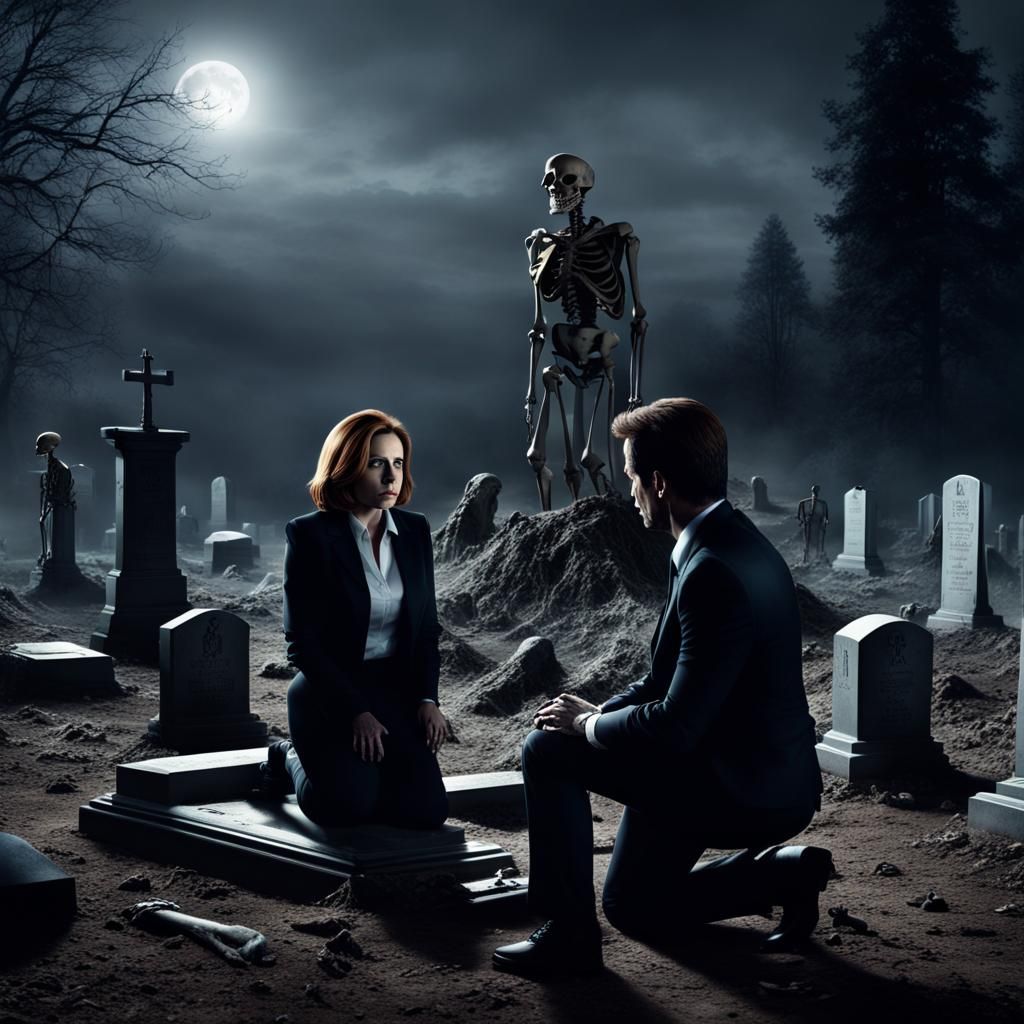 X-Files: Mulder and Scully Discover Alien Skeleton