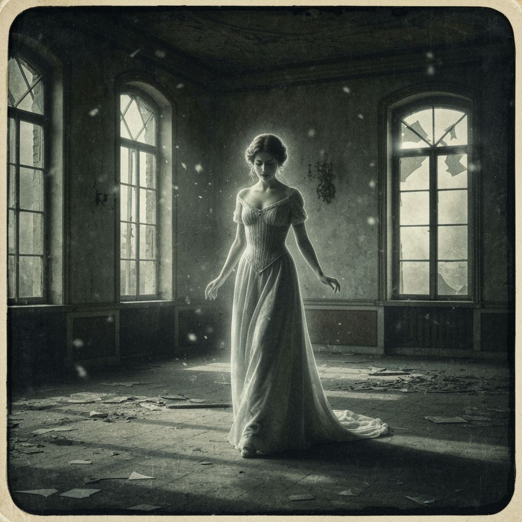 Spectral Victorian Woman in Decaying Ballroom