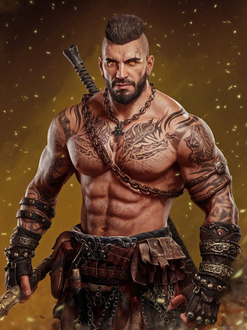 Tattooed Chaos Marauder with Wolf Eyes