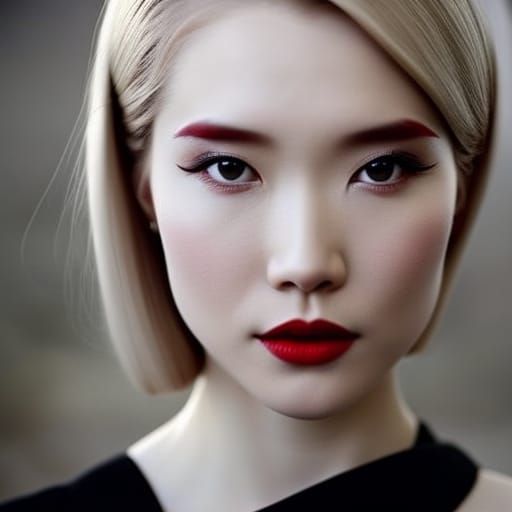 Portrait of an East Asian Woman in Red Dress