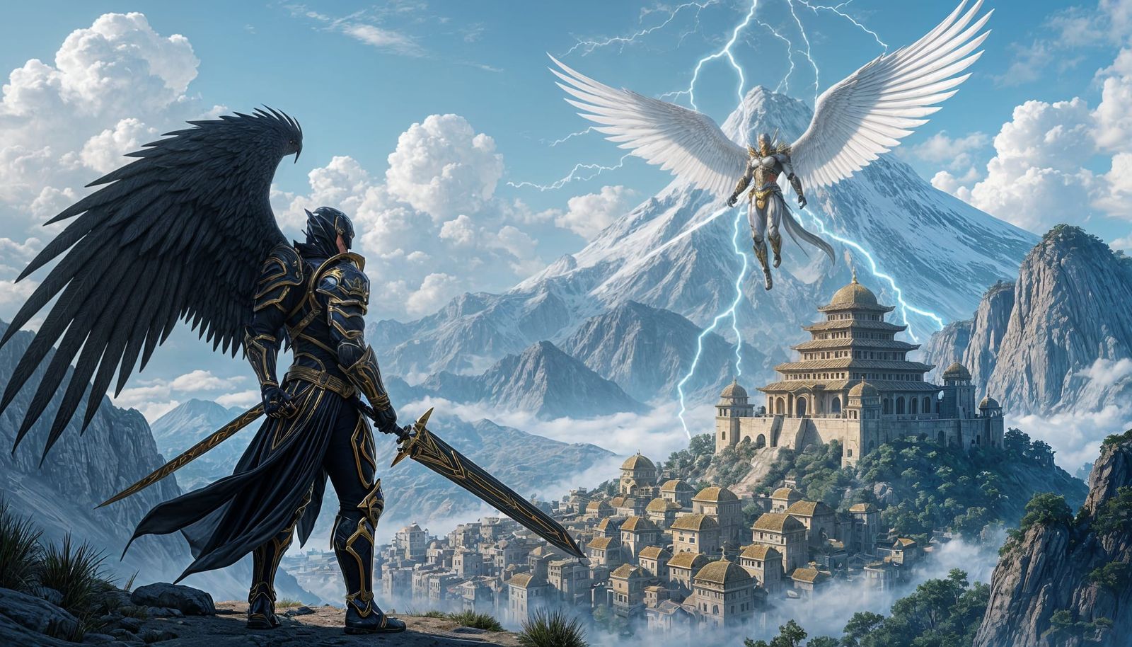 Epic Battle: Armored Warrior vs Lightning God