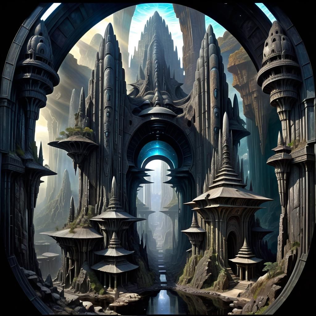 Monumental Temple Dreamscape in Prehistoricore Style