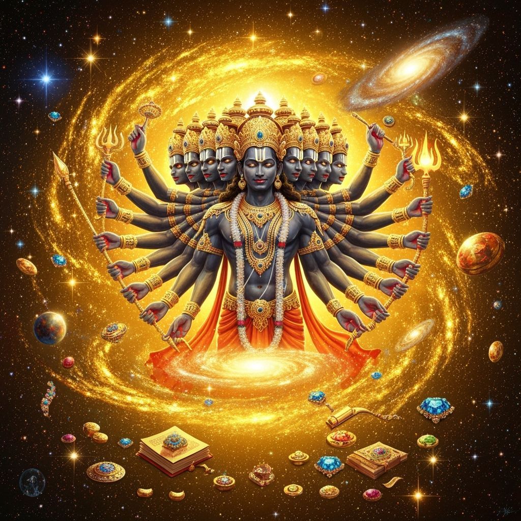 Vishnu in Cosmic Vishvarupa Form, Surreal Style