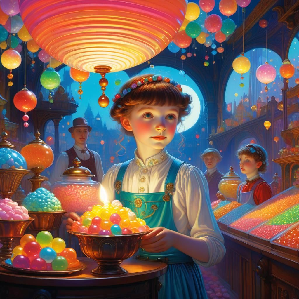Candy Art with Nacreous Lighting and Playful Style