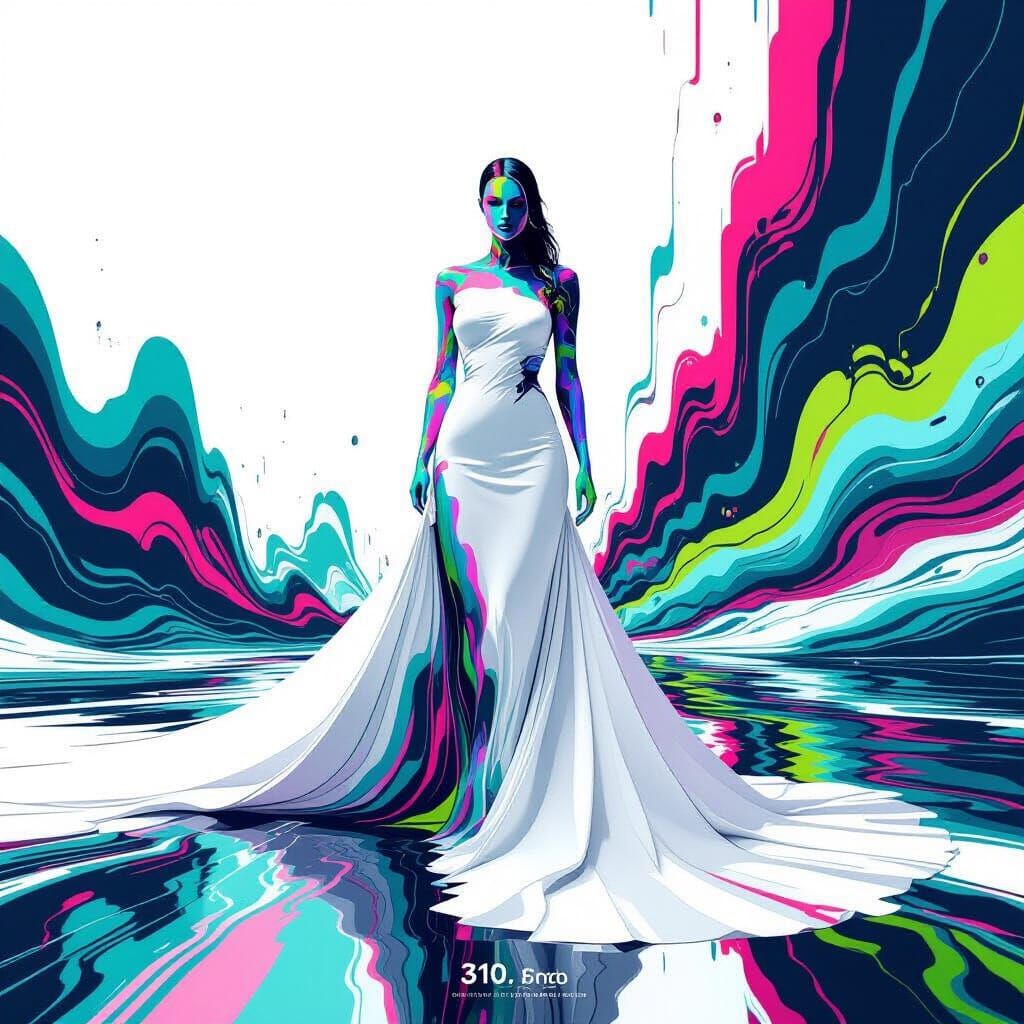 Ethereal Woman with Glitch Effects in Digital Art