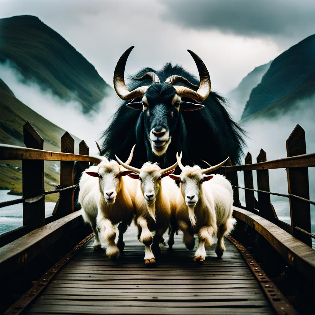 Epic Goat Battle Against Troll on Bridge