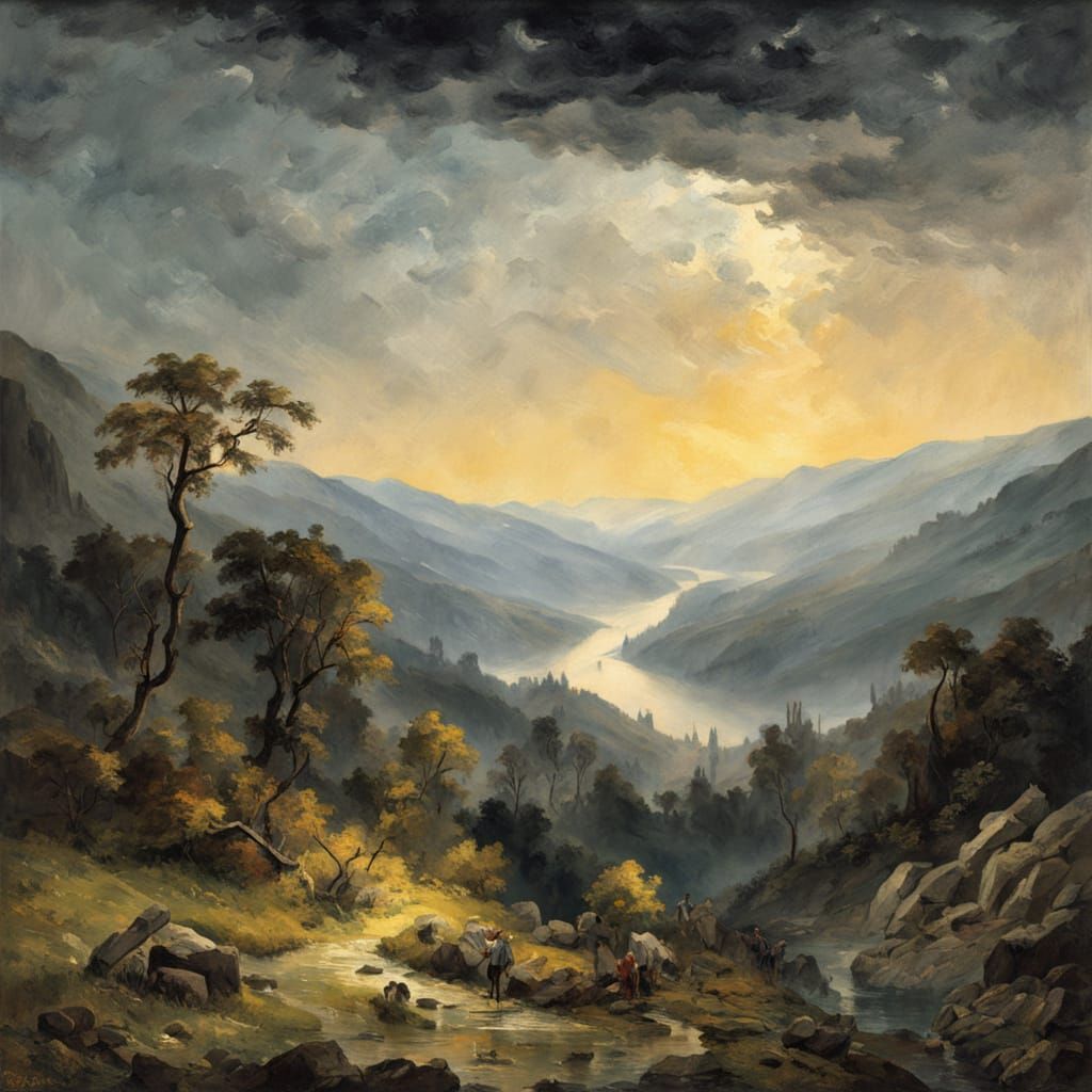 Ethereal Mountain Landscape under Starry Night Sky