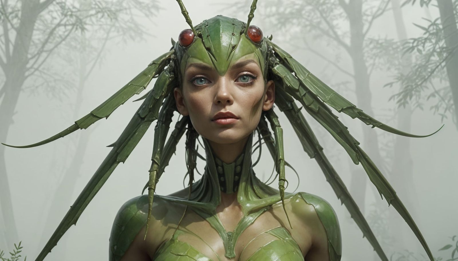 Ethereal Mantis Queen in Stunning Jade Hues