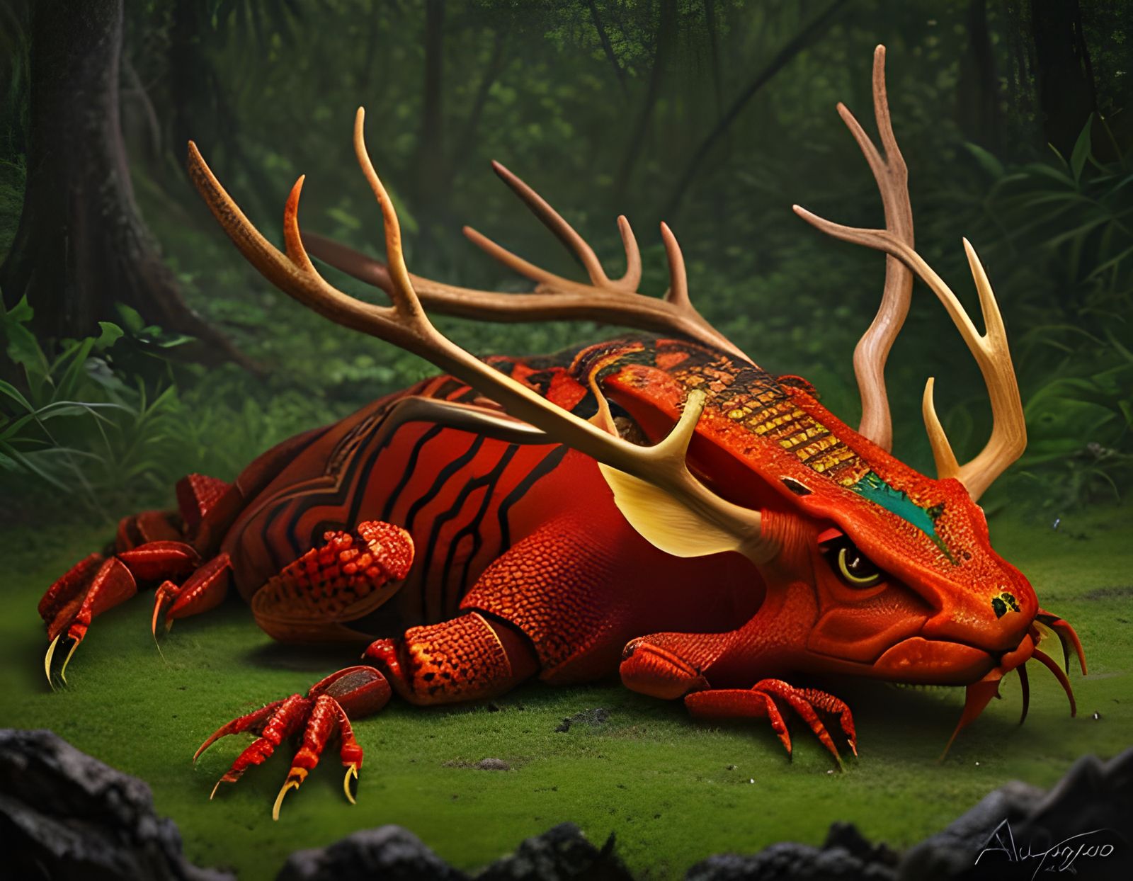 Ayahuasca Vision: Crayfish with Deer Antlers