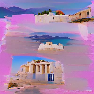 Picturesque Greek Island Village Scene