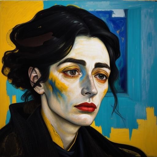 Expressionist Portrait of a Woman at a Window