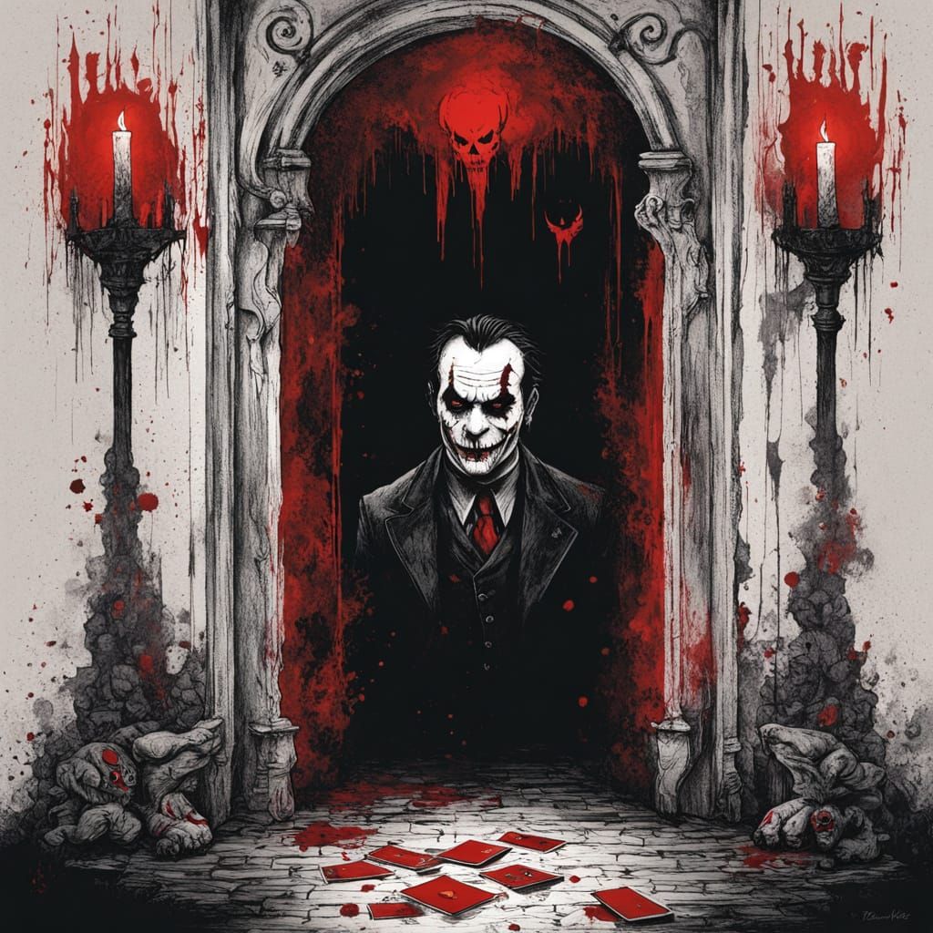 Grotesque Joker Demon Emerges from Dark Fantasy Playing Card