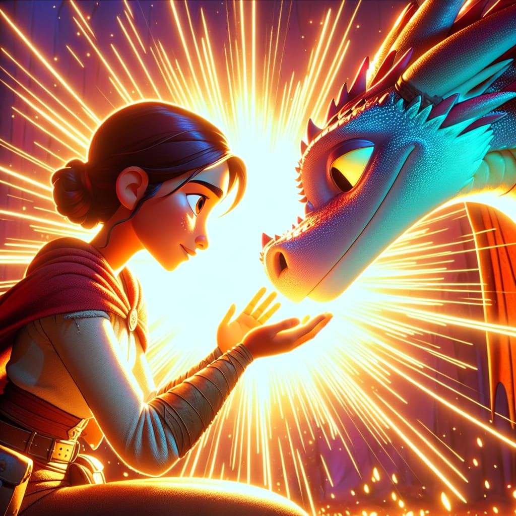 A Heroine and Dragon Share a Heartwarming Moment in a Vibran...