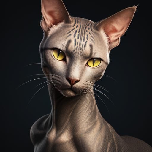 Hyperrealistic Hairless Cat in Splash Art Style