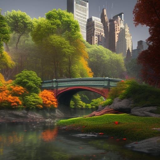 Detailed Matte Painting of Central Park, New York