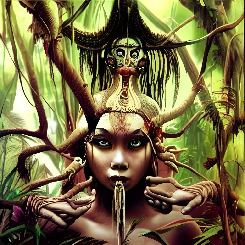 Haunting Krasue Spirit in Jungle Horror Art