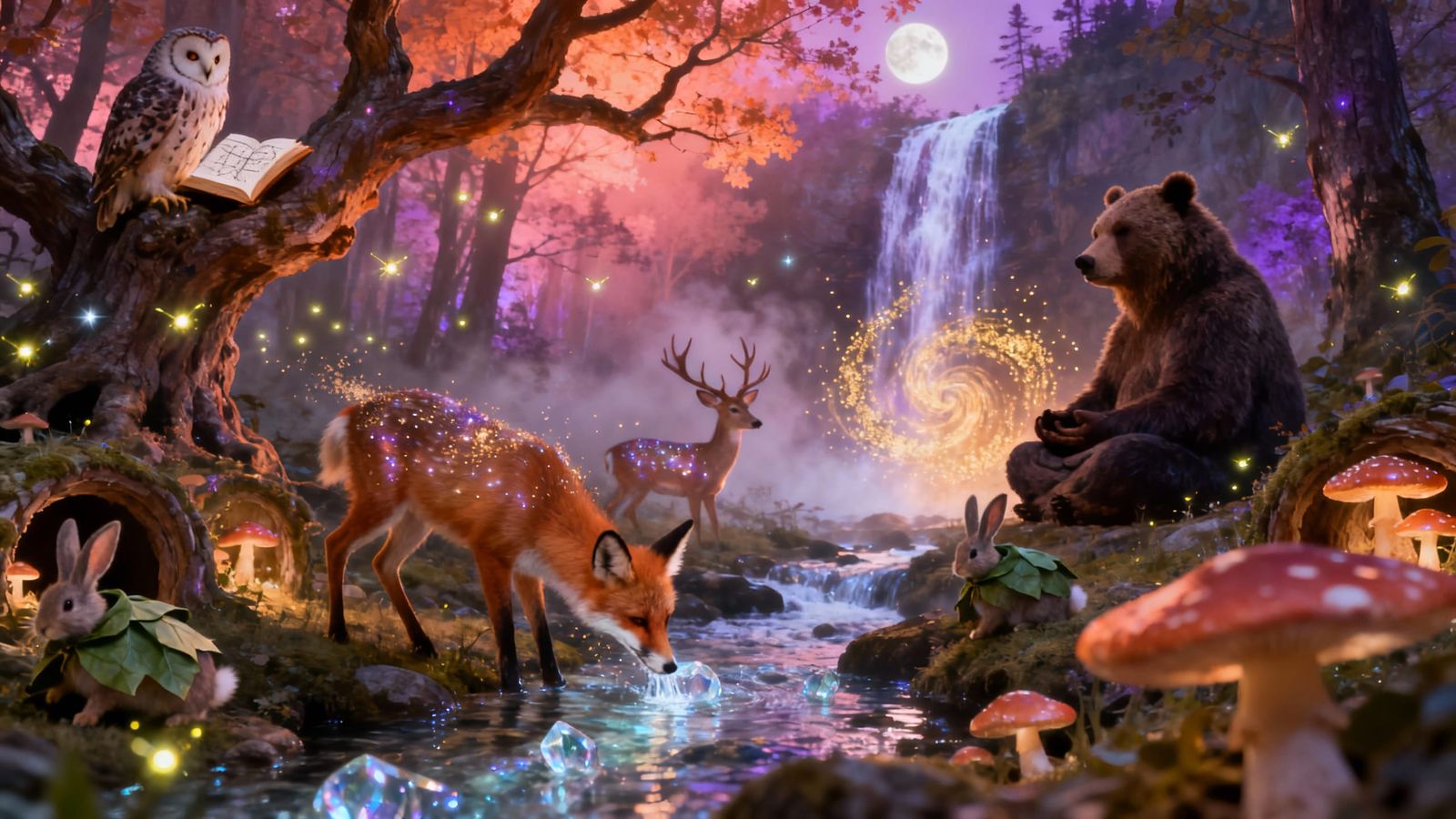 Enchanted Twilight Forest: Foxes, Owls, and Magical Wildlife