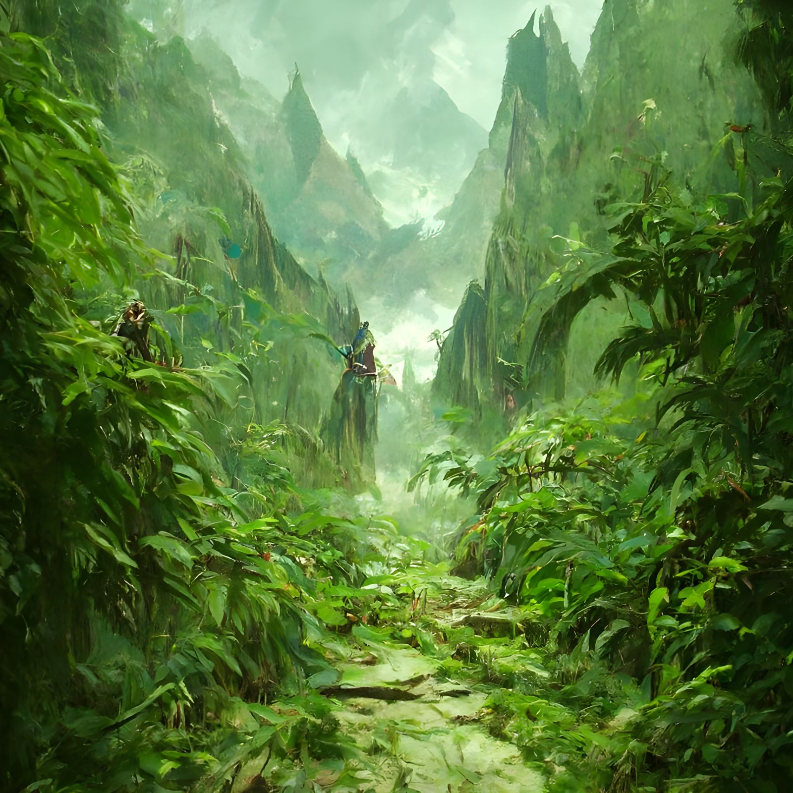 Lush Jungle Path in Detailed Fantasy Landscape