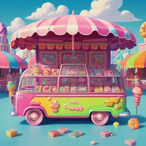 Colorful Candy Land with Ice Cream in Digital Art